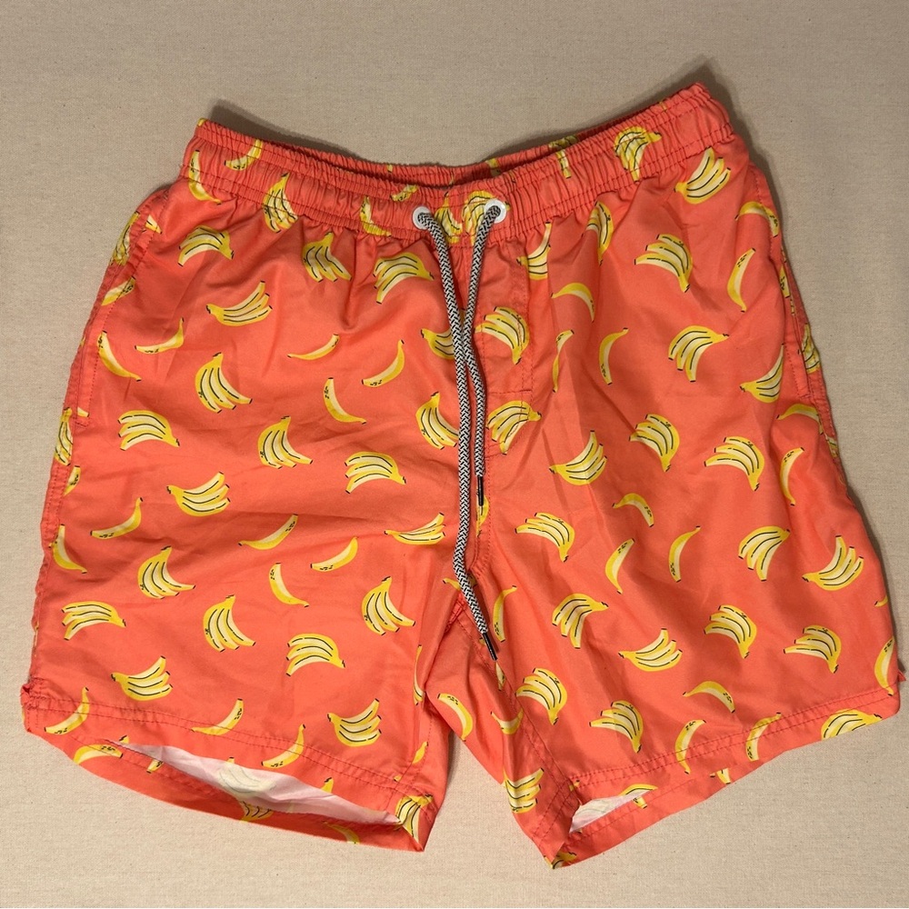 Banana Print Men's Swim Shorts - Orange